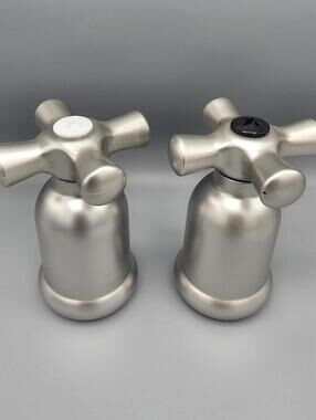 Set of Two Silver salt and pepper shakers with Cross Design